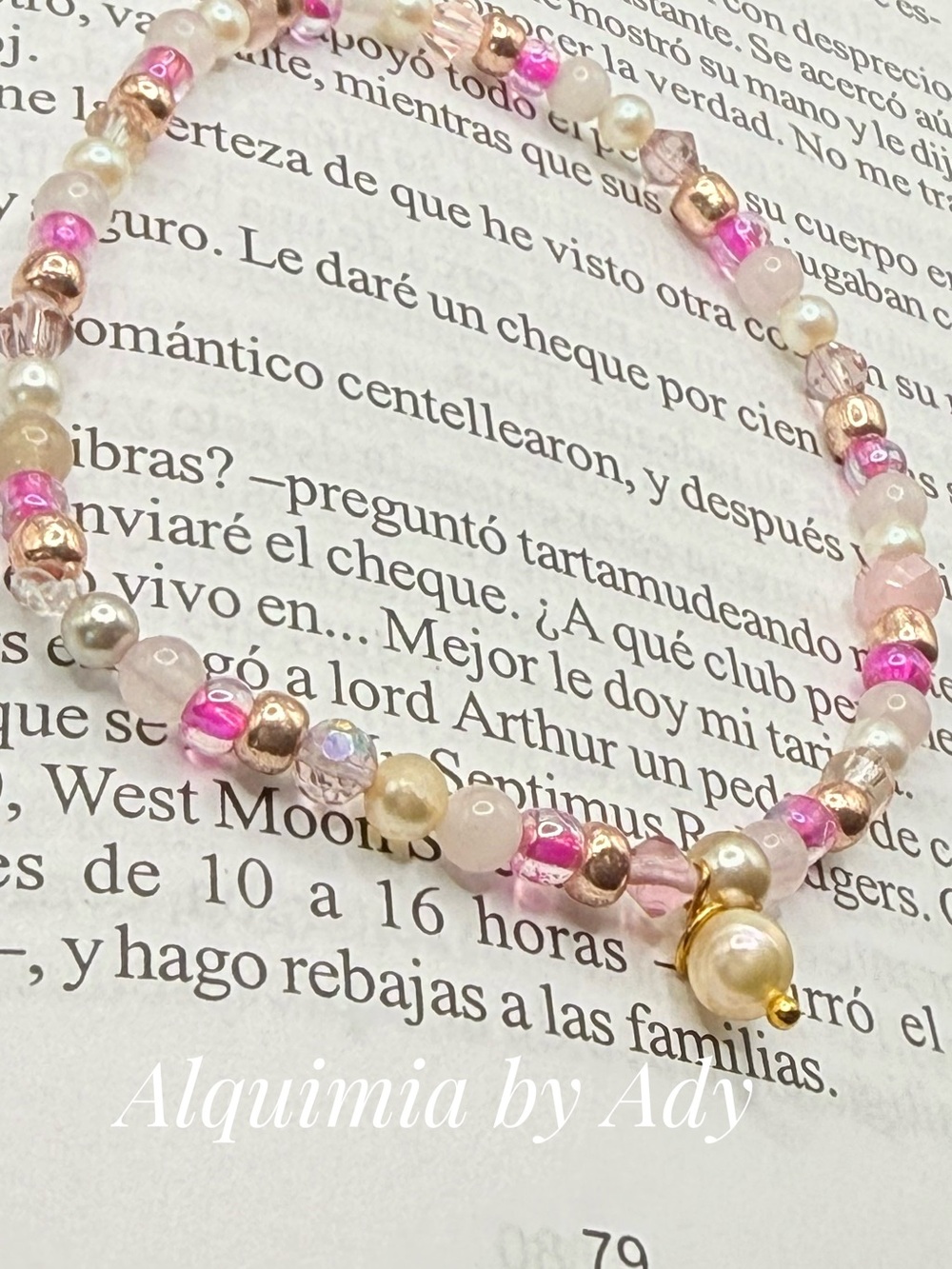 COOL LAYERS +pink quartz charm beaded Bracelet